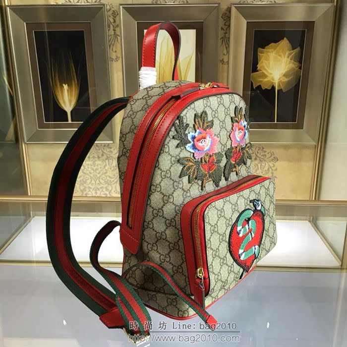 GUCCI 古馳女包 新款 427042 pvc刺繡 古奇奢侈品女包 花鳥印花圖案 雙肩包 女款背包